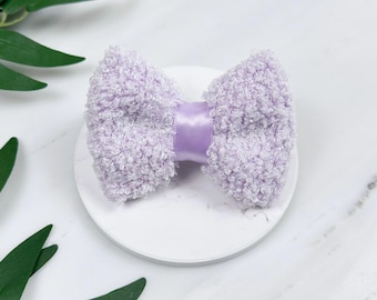 Lilac Dog Bow Tie: Teddy Fleece Dog Bow Accessory