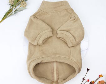 Beige Dog Fleece - Regular: S to 6XL, Super Soft, Machine Washable, Unique Two Zip Design