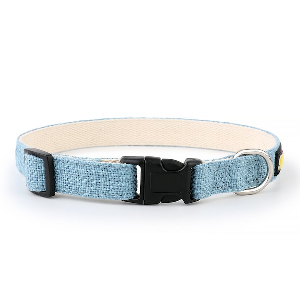 Blue Eco Friendly Hemp and Cotton Dog Collar with Matching Lead Available - Puppy and Dog - Organic Hemp Dog Collars by RichPaw