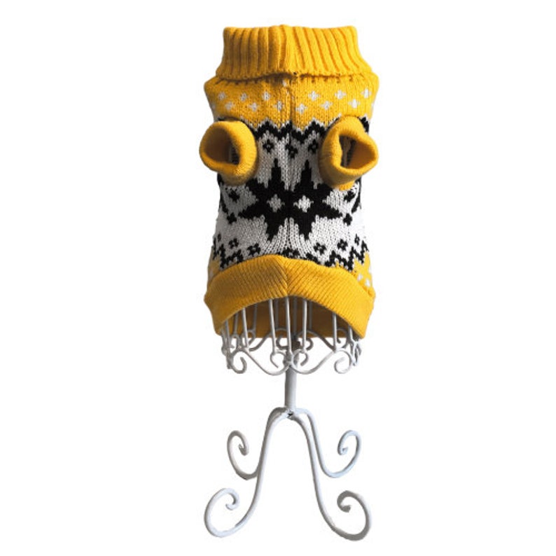 Yellow Snowflake Dog Sweater Patterned Dog Jumper XS to Etsy UK