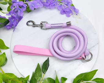 Lilac Rope Dog Lead: 5' Fixed Length with Waterproof Handle