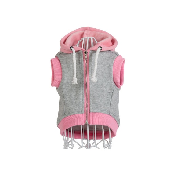Pink and Grey Zip Dog Hoodie Zip Through Dog Sweater Pink Etsy