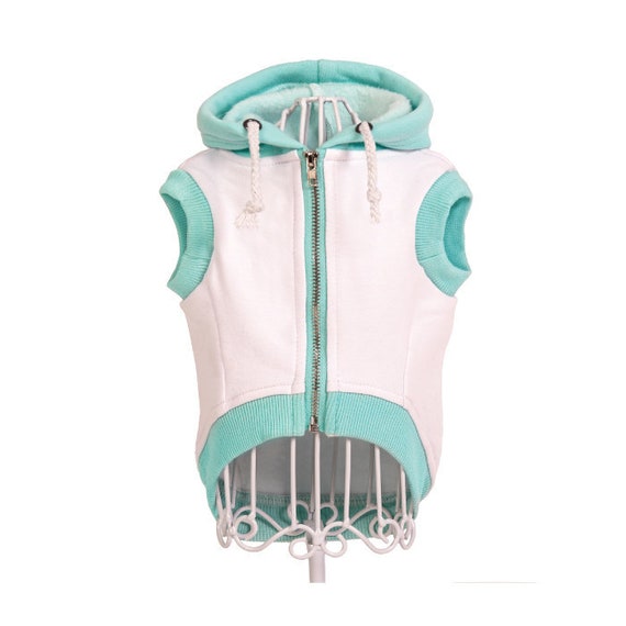 Peppermint and White Zip Dog Hoodie Zip Through Dog Sweater Etsy