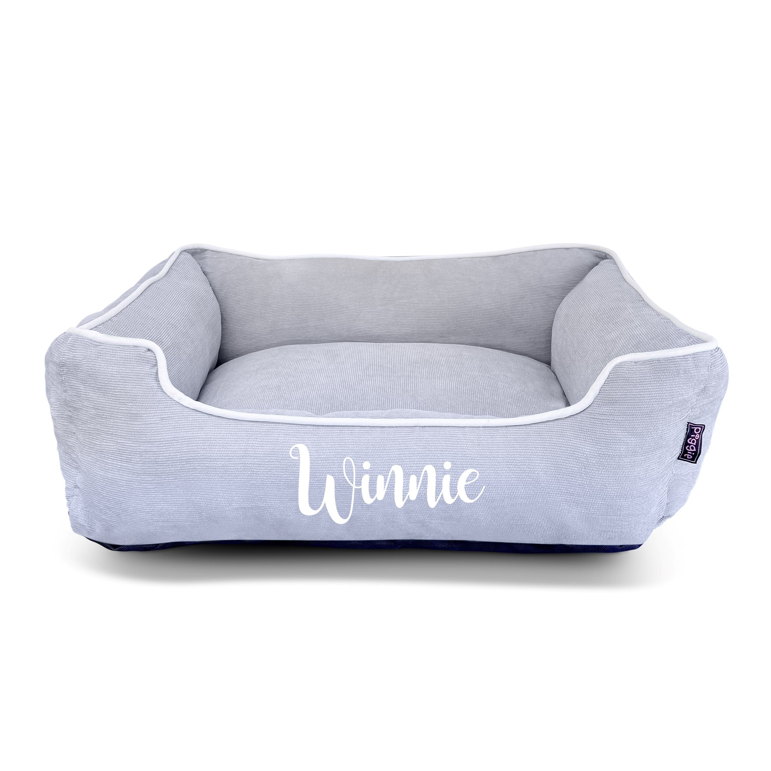 Grey personalised dog bed hotsell
