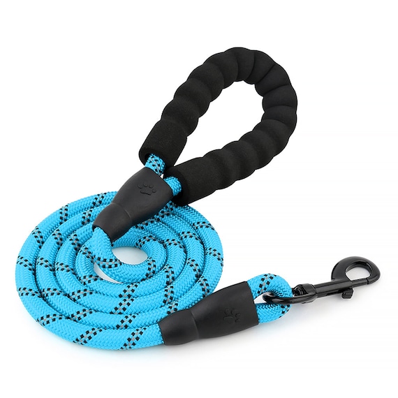 Blue Reflective Rope Dog Lead Puppy and Dog Padded Handle and
