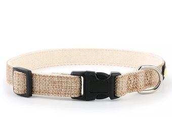 Beige Eco Friendly Hemp and Cotton Dog Collar with Matching Lead Available - Puppy and Dog - Organic Hemp Dog Collars by RichPaw