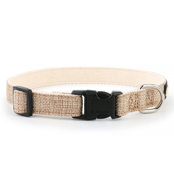 Beige Eco Friendly Hemp and Cotton Dog Collar with Matching Lead Available - Puppy and Dog - Organic Hemp Dog Collars by RichPaw