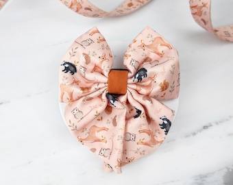 Woodland Friends Dog Sailor Bow Tie: Dog Collar or Harness Accessory, Easy to Attach with Hook and Loop Fastening