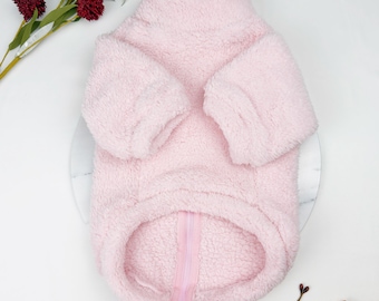 Fleece rosa para cachorros - Pelúcia: Tamanhos P a 6XG, Super Macio, Lavável à Máquina, Design Exclusivo com Dois Zíperes