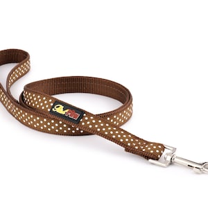 Brown Polka Dot Dog Lead - Puppy and Dog - Spotti by RichPaw - Matching Brown Dog Collars Available