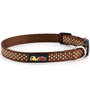 Brown Polka Dot Dog Collar and Matching Lead Available - Puppy and Dog - Spotti by RichPaw - Brown Dog Collars
