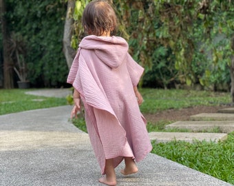 Muslin bath poncho available in many colors