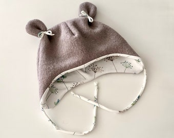 Walker hat individually designable, winter hat, ear cap hat, boiled wool, hat matching the walker overall