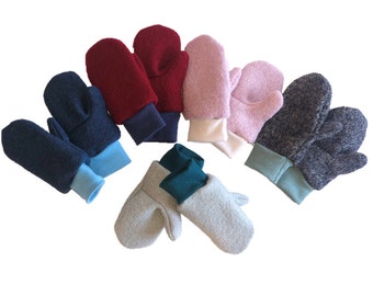 Walk gloves, boiled wool gloves with cord, wool gloves