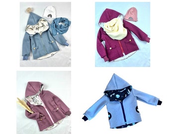 Walk jacket with zipper, freely selectable color combination, winter jacket made of 100% new wool