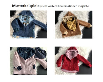 Wool jacket with press studs, freely selectable color combination, with press studs, winter jacket made of 100% new wool