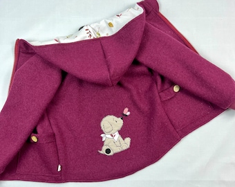 Walk jacket in berry made of 100% virgin wool, fully lined, children's jacket, winter jacket, wool jacket