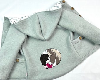 Walkjacke in mint aus 100% Schurwolle, voll gefüttert, Kinderjacke, Winterjacke, Wolljacke