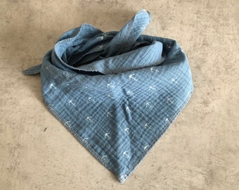 Tissu triangle Mouselin tissu chiffon foulard foulard moussaire bébé chuchot jeans bleu ancre blanc