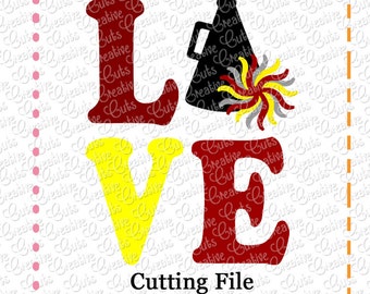 Love Cheer Pom Pom Cutting File SVG, cheer svg, pompoms svg, megaphone svg, cheer cutting file, cheer cut file, Limited Commercial Use