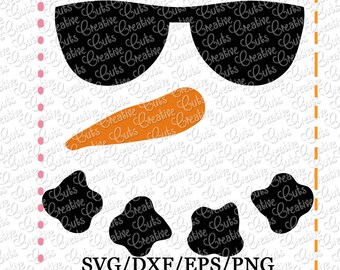 Snowman Sunglasses Face SVG, eps, dxf, snowman svg, snowman sunglasses cutting file, snowman face cutting file, LIMITED commercial use