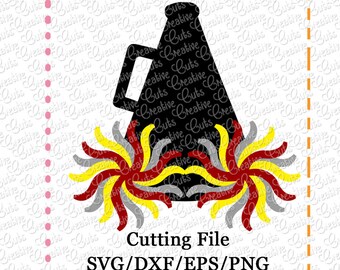 Cheer Megaphone Pompoms SVG, megaphone svg, cheer svg, pompoms svg, megaphone cutting file, pompoms cutting file, LIMITED commercial use
