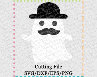 Ghost Mustache Cutting File SVG, EPS, DXF, and png for cutting machines Silhouette Cameo Cricut Scan n Cut