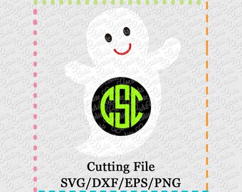 Ghost Monogram Cutting File SVG, EPS, DXF, and png for cutting machines Silhouette Cameo Cricut Scan n Cut