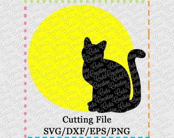 Cat Moon Cutting File SVG, EPS, DXF, and png for cutting machines Silhouette Cameo Cricut Scan n Cut