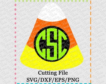 Candy Corn Monogram Cutting File SVG, EPS, DXF, and png for cutting machines Silhouette Cameo Cricut Scan n Cut