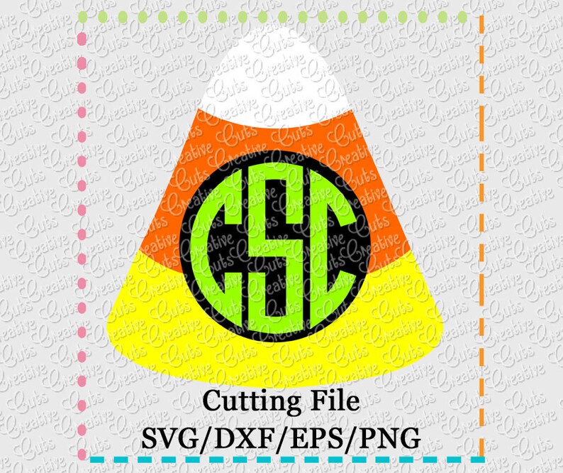 Candy Corn Monogram Cutting File SVG, EPS, DXF, and Png for Cutting ...