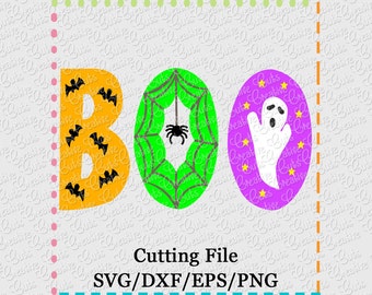 Halloween Boo Cutting File SVG, EPS, DXF, boo svg, boo cut file, halloween svg, ghost svg, bats svg, spider svg, halloween cutting file