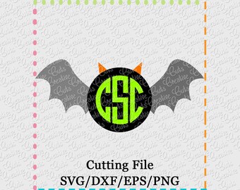 Monogram Bat Cutting File SVG, EPS, DXF, and png for cutting machines Silhouette Cameo Cricut Scan n Cut