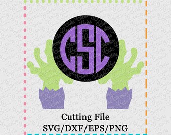 Zombie Monogram Cutting File SVG, EPS, DXF, and png for cutting machines Silhouette Cameo Cricut Scan n Cut