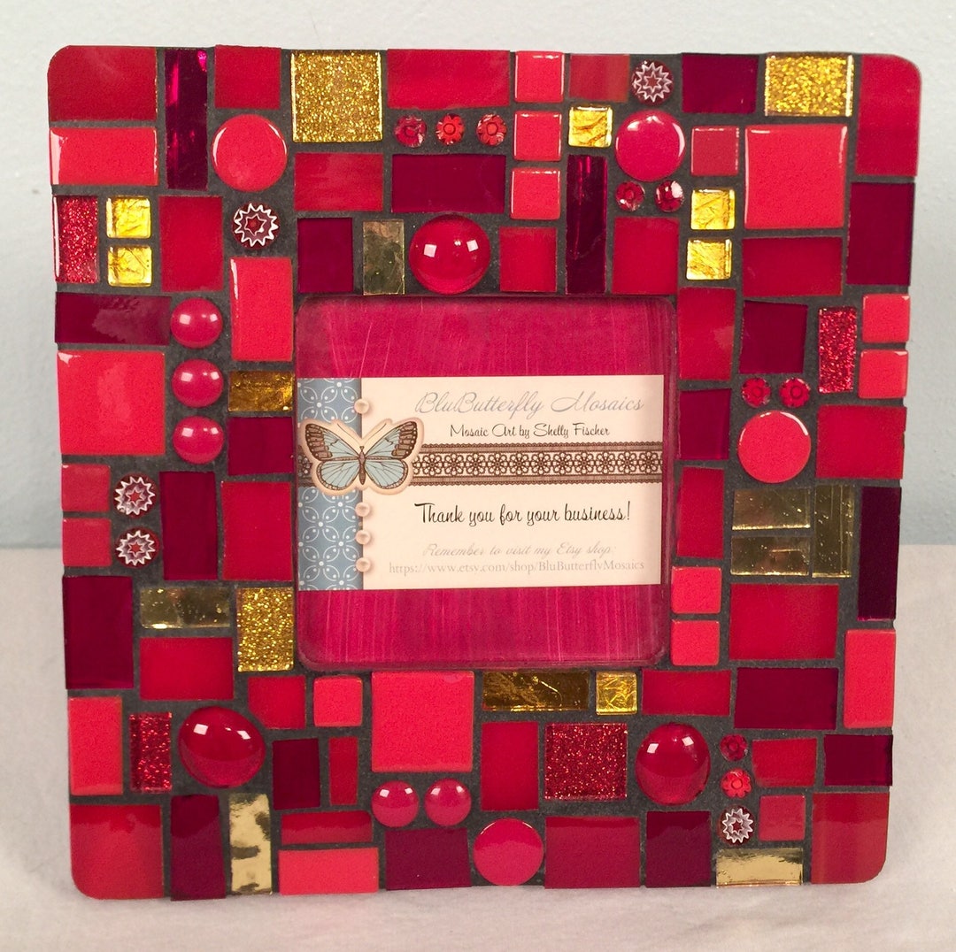 Sparkling Red & Gold Mosaic Picture Frame Etsy