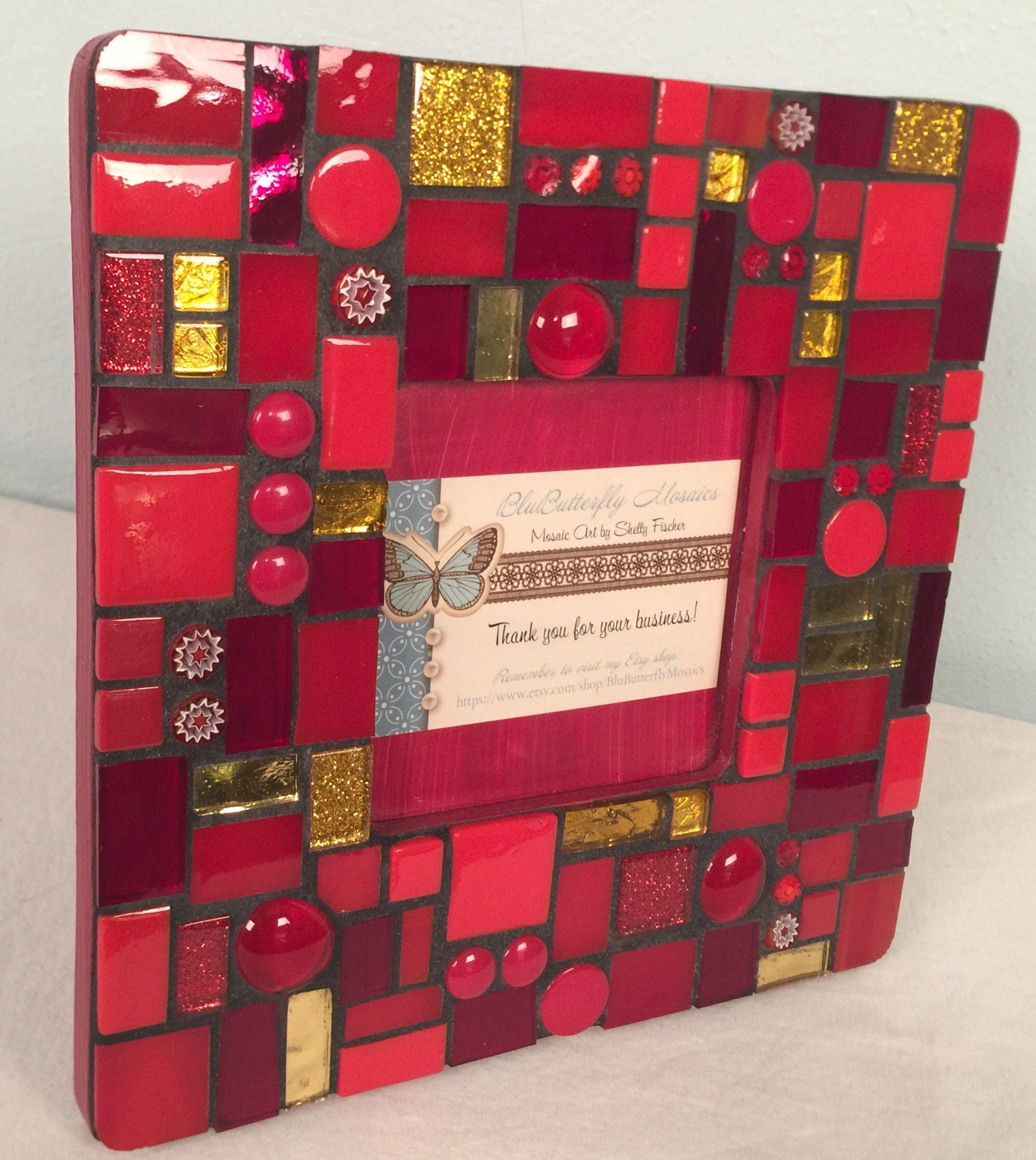 Sparkling Red & Gold Mosaic Picture Frame Etsy