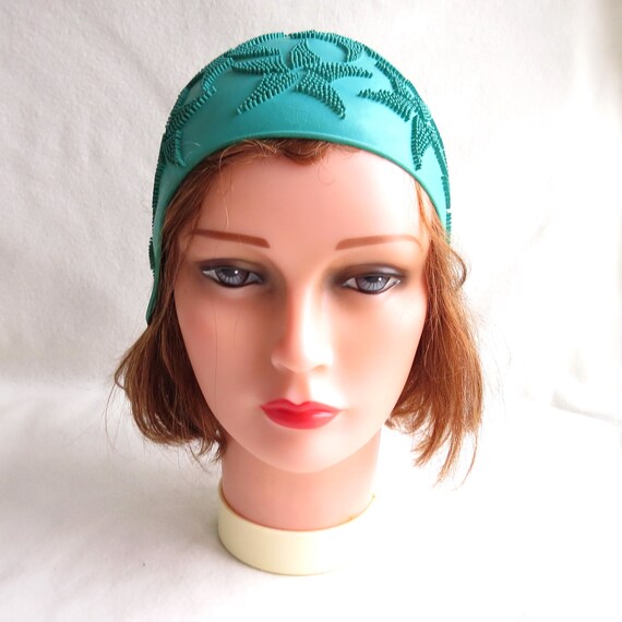 Size 48 Green Swim hat Swimming Beach rubber cap