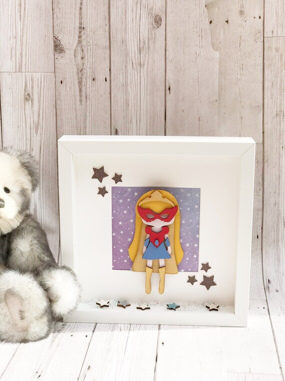 Superhero Frame Girls Bedroom Superhero Decor Little Girl Gifts Star Decor 3d Superhero Girls Room Decor Gift Idea Supergirl Frame
