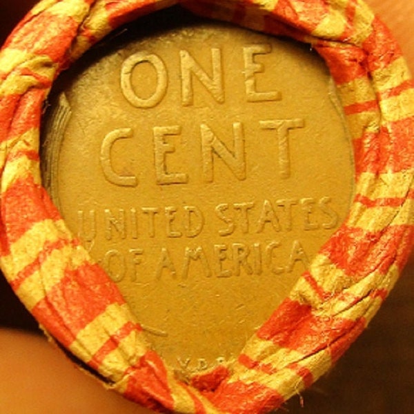 Lincoln Wheat Penny Roll 1909-VDB & UNC. Looking Lincoln Wheat Cents End Coins