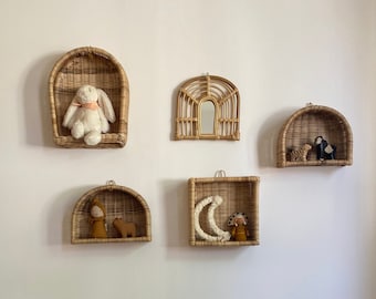 Rattan wall shelves