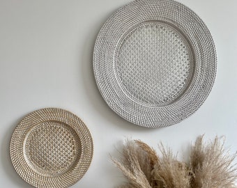 Ethnic black rattan wall basket