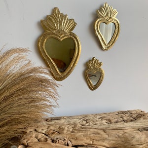 Gold brass mirror heart "MEXICO"