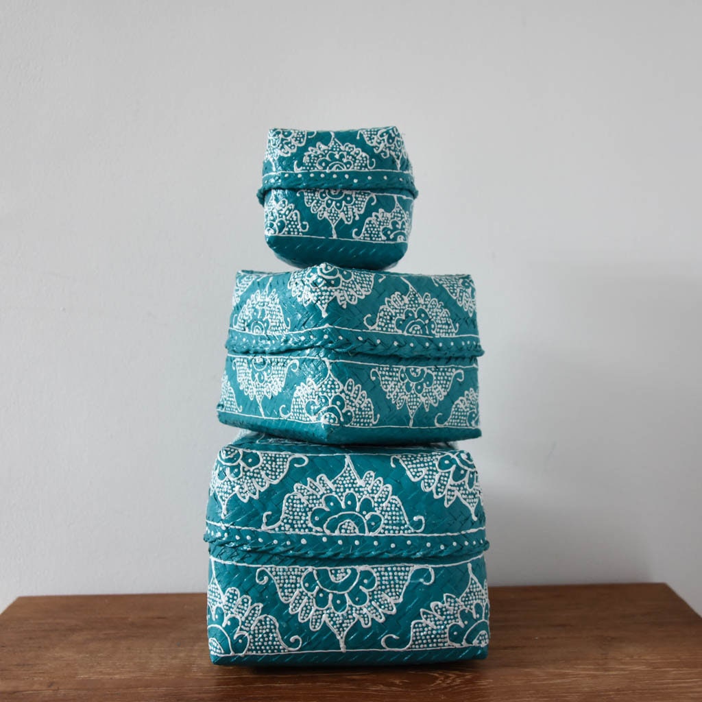 Boites Bohème Bamboo Blanc ou Bleu