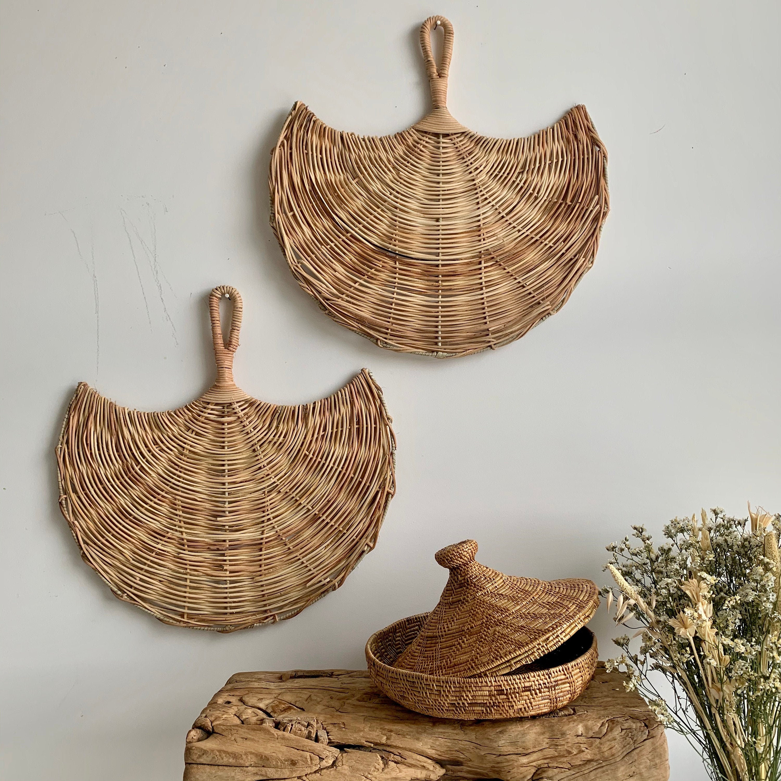 Eventail en Rotin stella