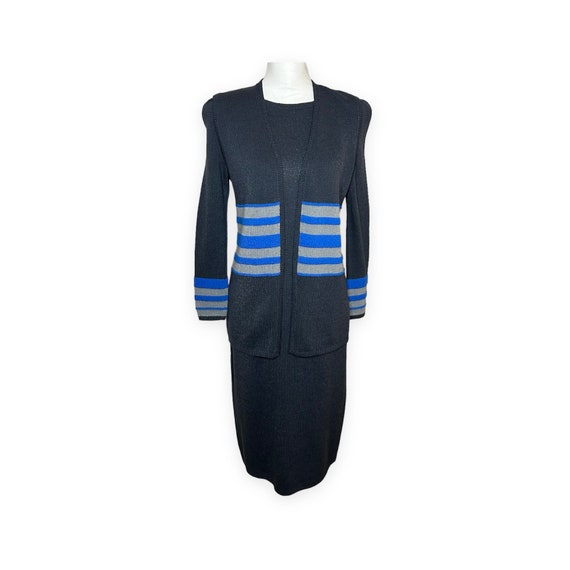 St John Gray with Blue Striped Accents 2-Piece Dr… - image 1