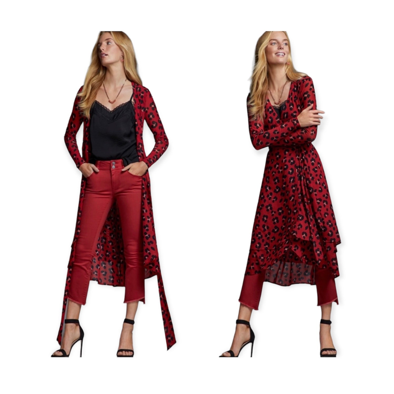 Cabi NWOT siren Red Leopard Print Wrap Dress Etsy