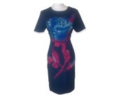 Pankaj Nidhi Anthropologie Navy Puzzle Pieced Floral Embroidered Dress 4