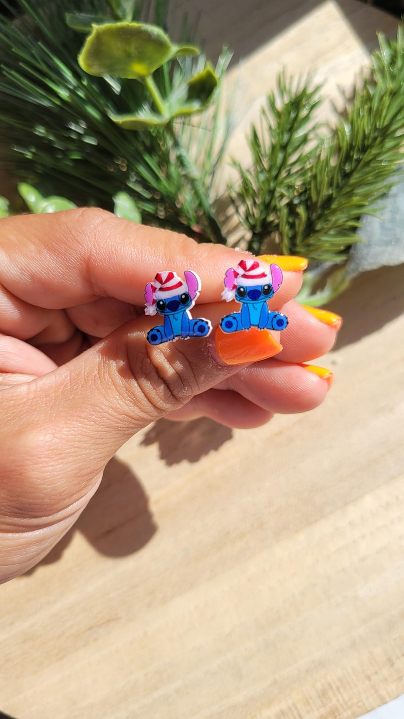 Stitch inspired stud earrings, disney jewelry, disney accessories, Disney earrings, Disney necklace image 4