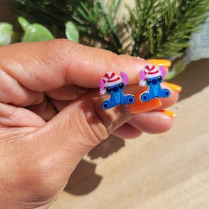 Stitch inspired stud earrings, disney jewelry, disney accessories, Disney earrings, Disney necklace image 2