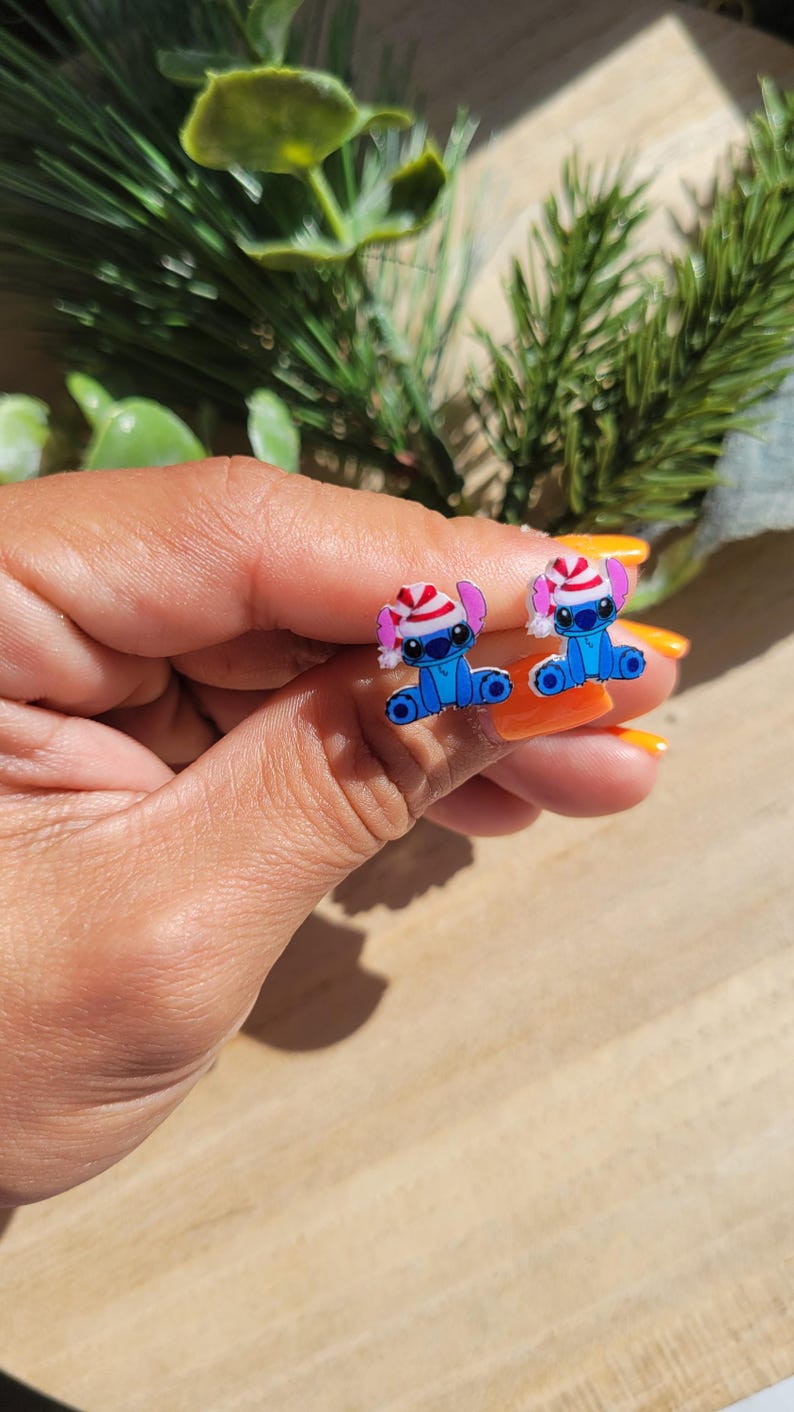 Stitch inspired stud earrings, disney jewelry, disney accessories, Disney earrings, Disney necklace image 2